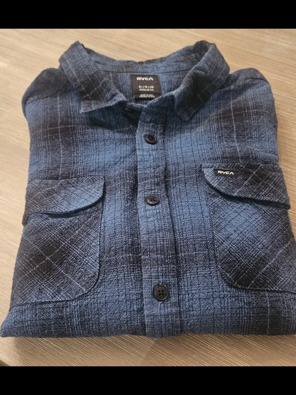 RVCA Boys Navy Blue Plaid Button-Down Shirt